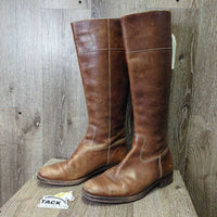 Tall Leather Boots, Zips *gc, sticky zippers, scratches, rubs, clean, stains, scrapes
