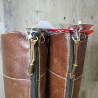 Tall Leather Boots, Zips *gc, sticky zippers, scratches, rubs, clean, stains, scrapes
