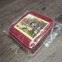 VINTAGE 6 Fox Hunting Coffee Coasters *vgc/xc, clean, mnr scuffs & edge rubs
