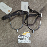 Light POW Spurs, leather Spur Straps *gc, clean, rubs, scrapes, pitted, scratches
