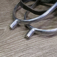 Light POW Spurs, leather Spur Straps *gc, clean, rubs, scrapes, pitted, scratches
