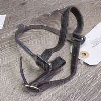 Light POW Spurs, leather Spur Straps *gc, clean, rubs, scrapes, pitted, scratches
