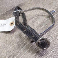 Light POW Spurs, leather Spur Straps *gc, clean, rubs, scrapes, pitted, scratches
