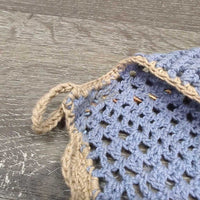 Crochet Fly Veil Ear Bonnet, piping *gc, clean, dingy?stains, curled edges, NO String, older, shrunk?puckers
