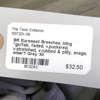 Euroseat Breeches, bling *gc/fair, faded, v.puckered, v.stretched, v.rubbed & pillly, snags, older?

