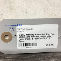 Memory Foam Half Pad *gc, stains, dirt, mnr hair, dingy, pills, rubs, creased foam