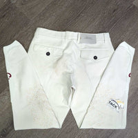 Euroseat Breeches *gc/fair, v.pulled/holey seams, v.dry & cracking stickies, stains, dingy, v.discolored seat & legs
