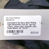 Euro Seat Riding Tight Breeches, Pull On *gc/fair, v.hairy, seam rubs, threads, pills, faded
