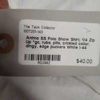 SS Polo Show Shirt, 1/4 Zip Up *gc, rubs, pills, crinkled collar, dingy, edge puckers