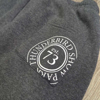 Hvy Sweat Pants, Drawstring Waist "Tbird Show Park" *gc, v.pilly lining

