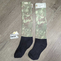 Tall Nylon Riding Socks, thick cotton foot *gc, faded, rubs, hair, pills
