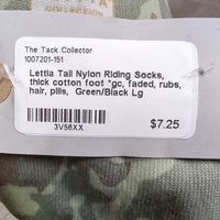 Tall Nylon Riding Socks, thick cotton foot *gc, faded, rubs, hair, pills
