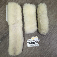 3 Sheepskin Halter Fuzzies *gc, clean, linty, stains, clumpy, hair, mnr stiff
