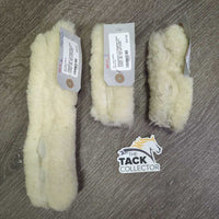 3 Sheepskin Halter Fuzzies *gc, clean, linty, stains, clumpy, hair, mnr stiff
