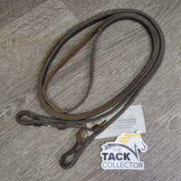 Thick Narrow Curb Reins *gc, rubs, rough back, clean, older?
