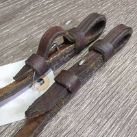 Thick Narrow Curb Reins *gc, rubs, rough back, clean, older?
