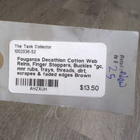 Cotton Web Reins, Finger Stoppers, Buckles *gc, mnr rubs, frays, threads, dirt, scrapes & faded edges
