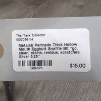 Thick Hollow Mouth Eggbutt Snaffle Bit *gc, clean, stains, residue, scratches
