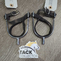 Light POW Spurs, Narrow Braided Nylon Spur Straps *gc, clean & dirty, rubs, scratches
