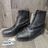 JUNIORS Paddock Boots, zip *gc/fair, loose toe soles, rubs, faded, scratches, clean & film/residue

