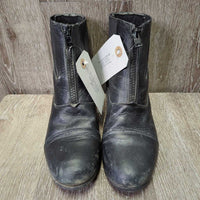 JUNIORS Paddock Boots, zip *gc/fair, loose toe soles, rubs, faded, scratches, clean & film/residue
