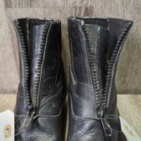 JUNIORS Paddock Boots, zip *gc/fair, loose toe soles, rubs, faded, scratches, clean & film/residue
