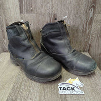 JUNIORS Insulated Winter Riding Paddock Boots, zips *gc, scuffs, clean & dirt/residue, faded toes, peeled heel reflectors
