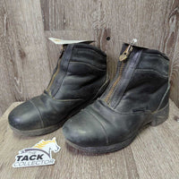 JUNIORS Insulated Winter Riding Paddock Boots, zips *gc, scuffs, clean & dirt/residue, faded toes, peeled heel reflectors
