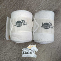 2 Fleece Polos *gc, clean, hairy, dingy, clumpy, faded logos

