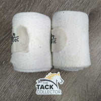 2 Fleece Polos *gc, clean, hairy, dingy, clumpy, faded logos
