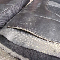 Neoprene Closed Front Boots, velcro *fair, clean, hairy, holey & thin edges, rubs, faded, unstitched, stains, discolored
