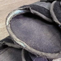 Neoprene Closed Front Boots, velcro *fair, clean, hairy, holey & thin edges, rubs, faded, unstitched, stains, discolored
