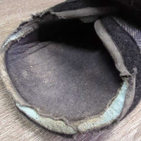 Neoprene Closed Front Boots, velcro *fair, clean, hairy, holey & thin edges, rubs, faded, unstitched, stains, discolored
