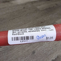 Plastic Horse Head Hoof Pick, Bristle Brush *fair, v.bent bristles, dirt, scrapes, scratches, bent , rust
