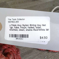 v.Thick Hvy Nylon String Hay Net *gc, fubs, frays, faded, older, knotted, clean, stains
