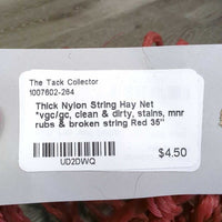 Thick Nylon String Hay Net *vgc/gc, clean & dirty, stains, mnr rubs & broken string
