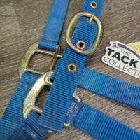 Stiff Nylon Halter, adjustable Nose *gc, clean, stains, dirt, oxidized, older, rust, frayed holes
