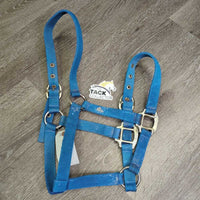 Stiff Nylon Halter, adjustable Nose *gc, clean, stains, dirt, oxidized, older, rust, frayed holes
