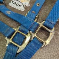 Stiff Nylon Halter, adjustable Nose *gc, clean, stains, dirt, oxidized, older, rust, frayed holes
