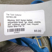Stiff Nylon Halter, adjustable Nose *gc, clean, stains, dirt, oxidized, older, rust, frayed holes
