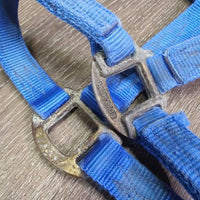 v.Thick Stiff Nylon Halter *gc, older, clean, stains, rubs, oxidized, frayed end
