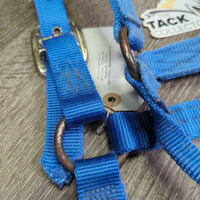 v.Thick Stiff Nylon Halter *gc, older, clean, stains, rubs, oxidized, frayed end
