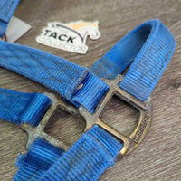 v.Thick Stiff Nylon Halter *gc, older, clean, stains, rubs, oxidized, frayed end
