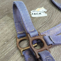 v.Thick Stiff Nylon Halter *gc/fair, rust, residue, v.faded, older, stains, dirt, frayed holes

