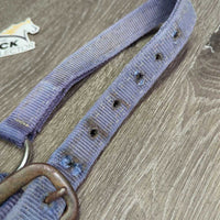 v.Thick Stiff Nylon Halter *gc/fair, rust, residue, v.faded, older, stains, dirt, frayed holes
