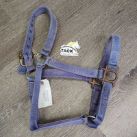 v.Thick Stiff Nylon Halter *gc/fair, rust, residue, v.faded, older, stains, dirt, frayed holes
