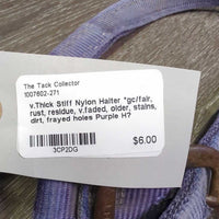 v.Thick Stiff Nylon Halter *gc/fair, rust, residue, v.faded, older, stains, dirt, frayed holes
