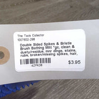 Double Sided Spikes & Bristle Brush Bathing Mitt *gc, clean & dusty/residue, mnr dings, stains, rubs, broken/missing spikes, hair, older
