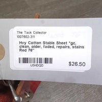 Hvy Cotton Stable Sheet *gc, clean, older, faded, repairs, stains
