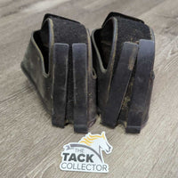 2 Rubber Stirrup Covers - Tapaderos *fair/poor, dirty, bent, cracked ends, stains, engraved, older
